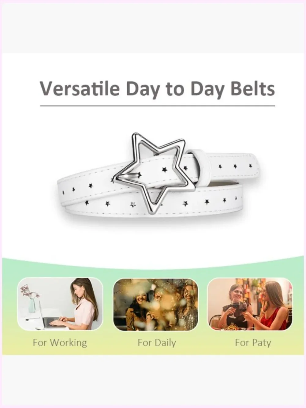 Adjustable Faux Leather Star Waist Belt for Jeans Dress Punk Rock